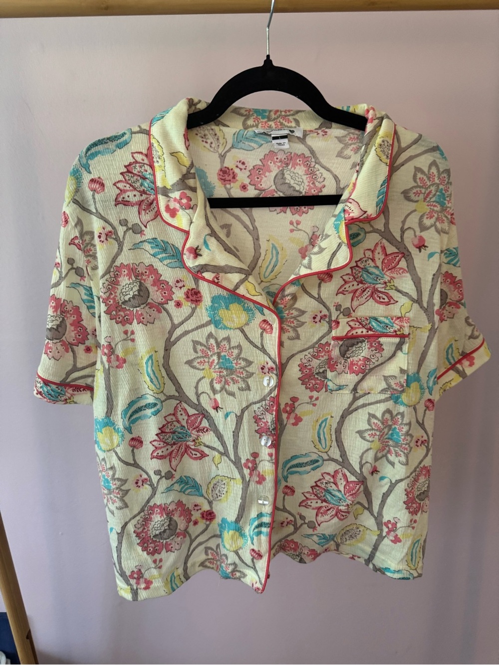 Dreaming of Jules Floral Short-Sleeve Button Front Pajama Top and Shorts Set
